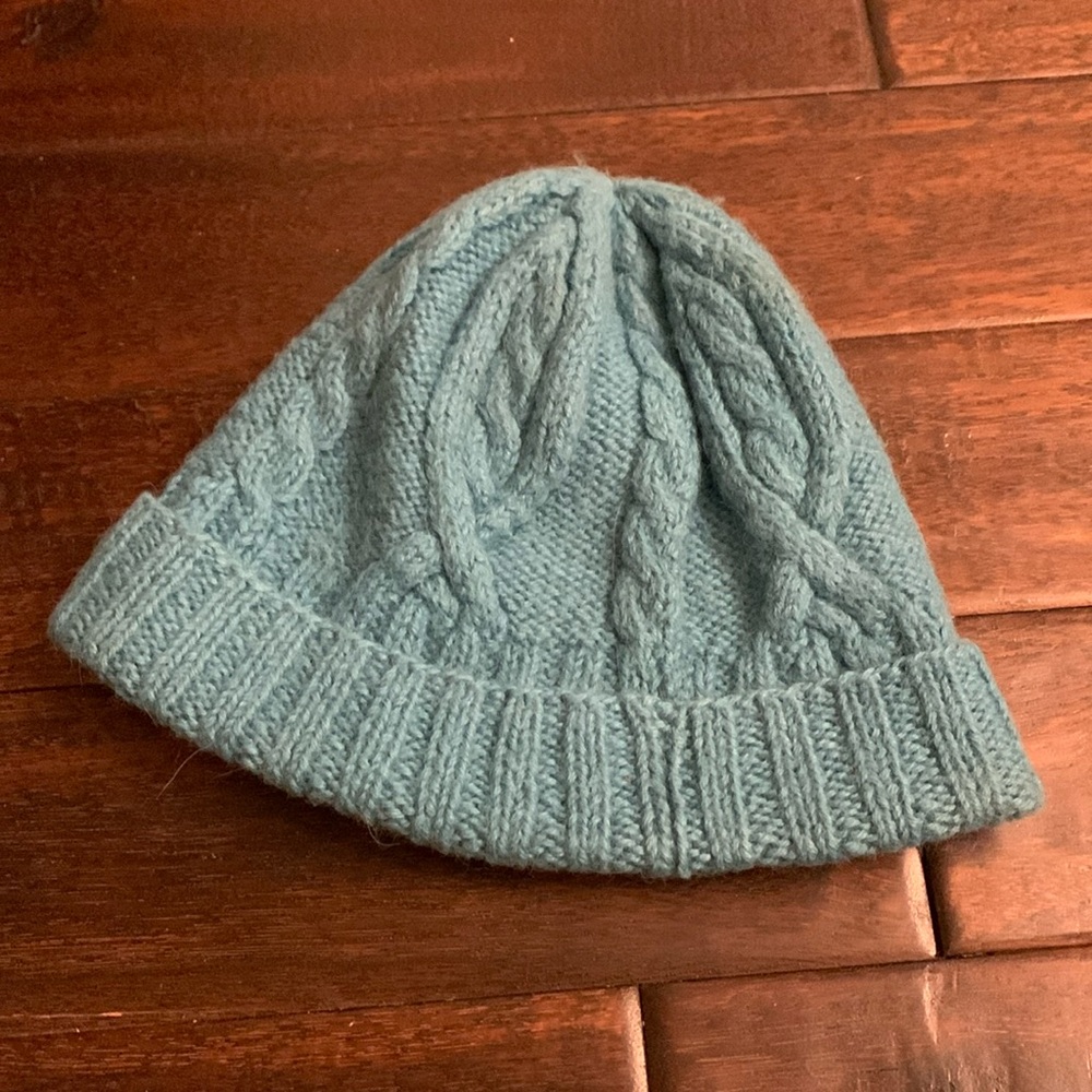 PAZ Pur Alpaca Paris Teal Blue Knit Beanie Hat EUC